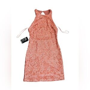 Coral Sequin Mini Dress